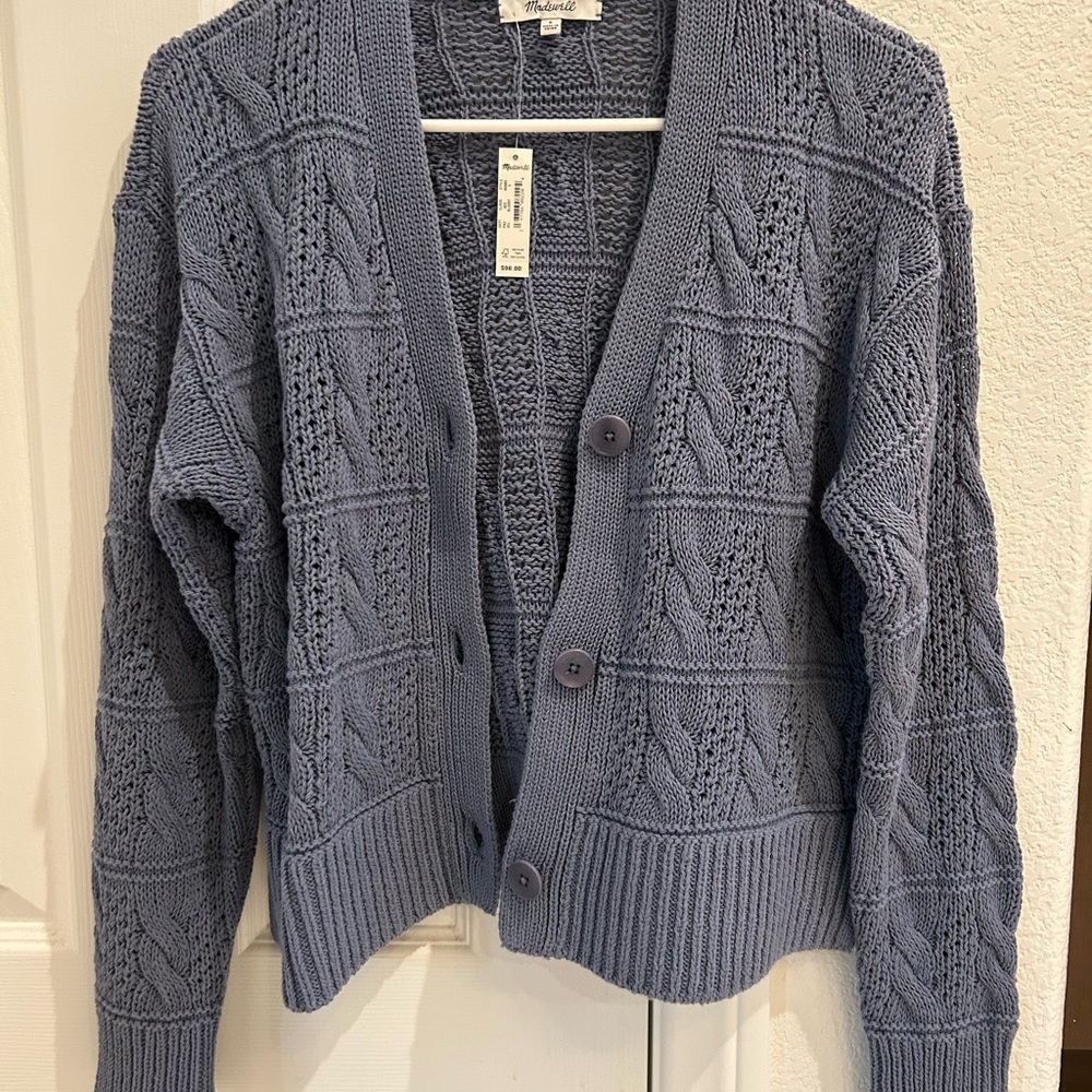 Madewell Open Stitch Cable Cotton Cardigan Sweater